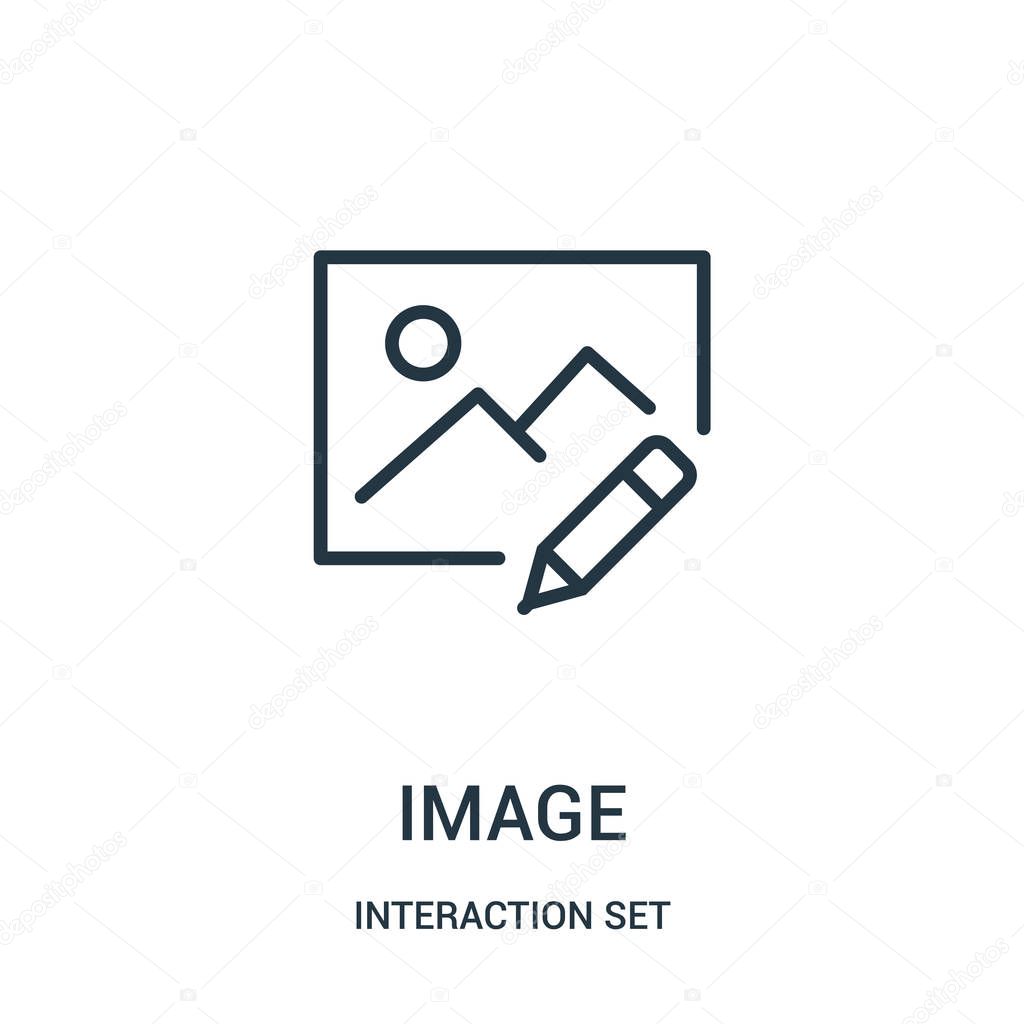 Image icon vector from interaction set collection. Thin line image outline icon vector illustration. Linear symbol for use on web and mobile apps, logo, print media.