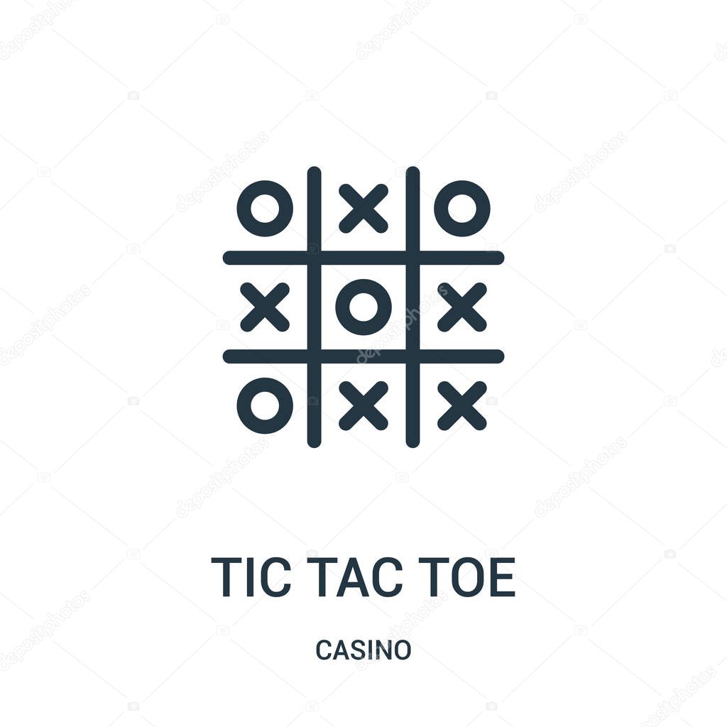 tic tac toe icon vector from casino collection. Thin line tic tac toe outline icon vector illustration.