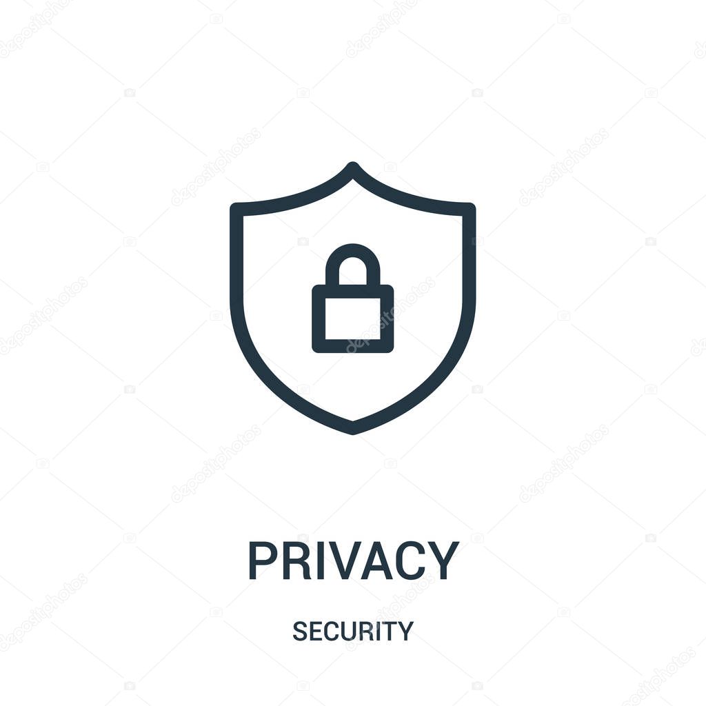 privacy icon vector from security collection. Thin line privacy outline icon vector illustration.