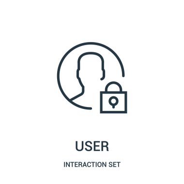 Kullanıcı simgesi vektöründen etkileşim koleksiyon küme. İnce çizgi kullanıcı anahat simgesini vektör çizim.