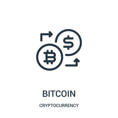 bitcoin simge vektör cryptocurrency koleksiyonundan. İnce çizgi bitcoin anahat simgesini vektör çizim.