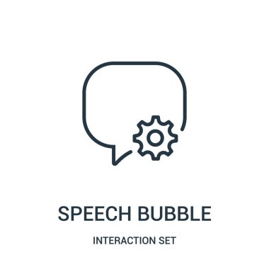 konuşma balonu simgesini vektöründen etkileşim koleksiyon küme. İnce çizgi konuşma balonu anahat simgesini vektör çizim.