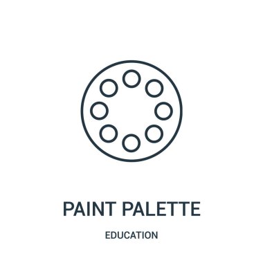 boya paleti simge vektör eğitim koleksiyonundan. İnce çizgi boya paleti anahat simgesini vektör çizim.