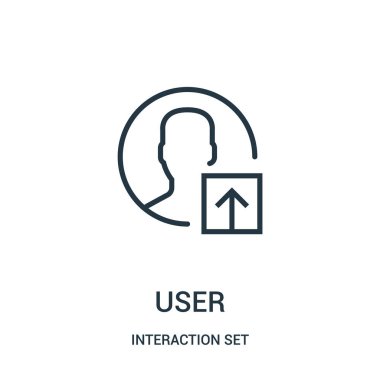 Kullanıcı simgesi vektöründen etkileşim koleksiyon küme. İnce çizgi kullanıcı anahat simgesini vektör çizim.