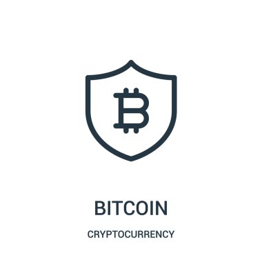 bitcoin simge vektör cryptocurrency koleksiyonundan. İnce çizgi bitcoin anahat simgesini vektör çizim.