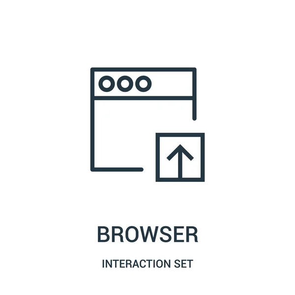 Vector icono del navegador de la colección conjunto interacción. Línea delgada del navegador esquema icono vector ilustración . — Vector de stock