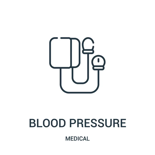 Vector icono de la presión arterial de la colección médica. Línea delgada presión arterial esquema icono vector ilustración . — Vector de stock