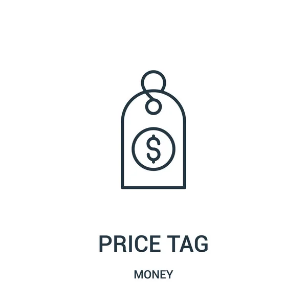 Precio icono vector de la etiqueta de la colección de dinero. Línea delgada precio etiqueta esquema icono vector ilustración . — Vector de stock