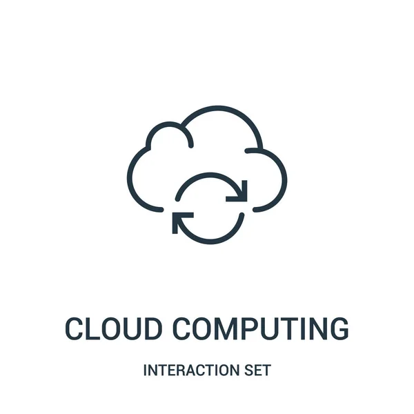 Vetor de ícone de computação em nuvem da coleção de conjuntos de interação. Linha fina computação em nuvem contorno ícone vetor ilustração . —  Vetores de Stock