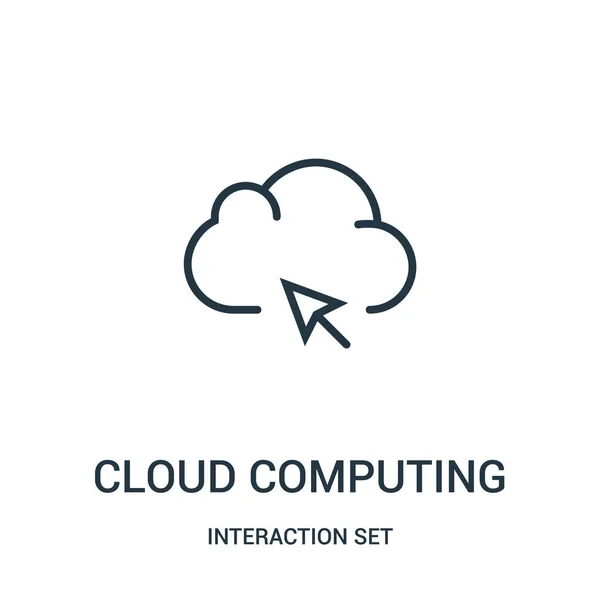 Cloud computing wektor od interakcji zestaw kolekcji. Cienka linia cloud computing konspektu ikona ilustracja wektorowa. — Wektor stockowy