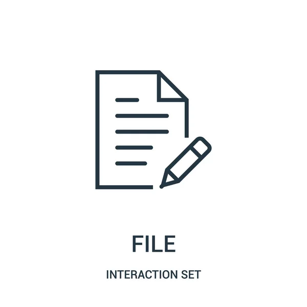 Fichier icône vecteur de l'interaction ensemble collection. Illustration vectorielle d'icône de contour de fichier ligne mince . — Image vectorielle