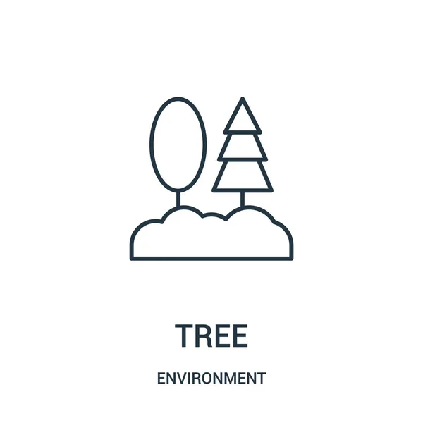 Arbre icône vecteur de la collection environnement. Illustration vectorielle d'icône de contour d'arbre de ligne mince . — Image vectorielle