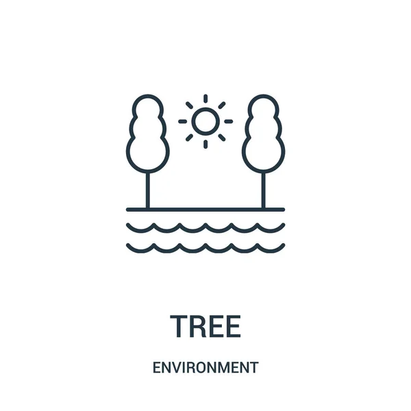 Arbre icône vecteur de la collection environnement. Illustration vectorielle d'icône de contour d'arbre de ligne mince . — Image vectorielle