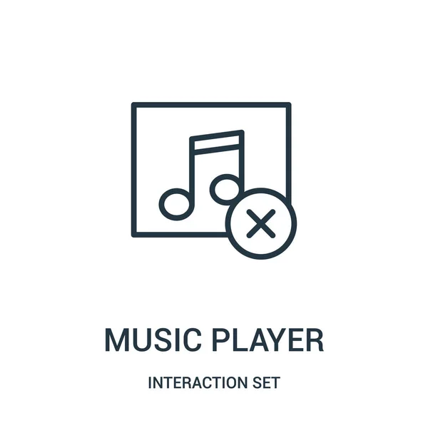 音乐播放器图标向量从交互集集合。细线音乐播放器轮廓图标矢量插图. — 图库矢量图片