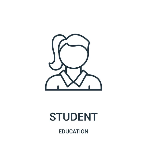 Icône étudiante vecteur de la collection de l'éducation. Illustration vectorielle d'icône de contour de ligne mince étudiant . — Image vectorielle