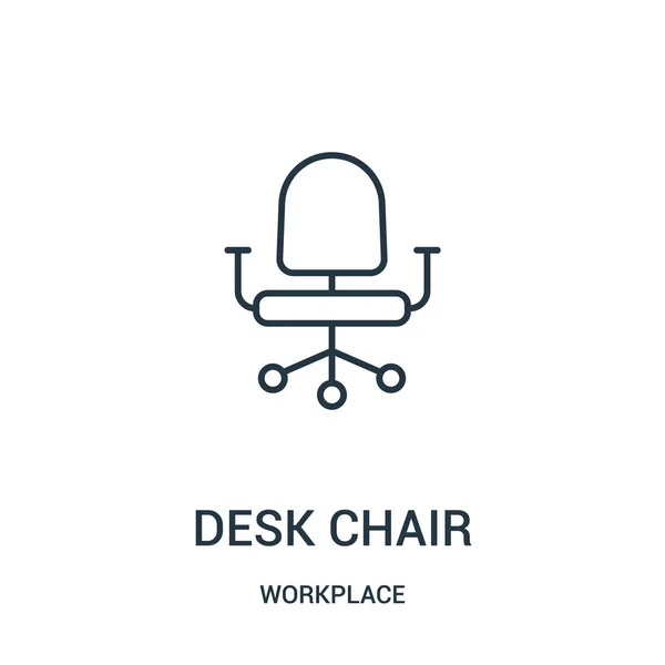 Escritorio icono de la silla vector de la colección del lugar de trabajo. Línea delgada silla de escritorio esquema icono vector ilustración . — Archivo Imágenes Vectoriales