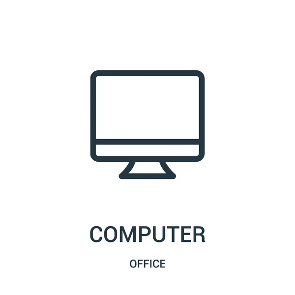 Vector icono de ordenador de la colección de oficina. Línea delgada computadora esquema icono vector ilustración . — Vector de stock