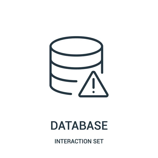 Database icon vector from interaction set collection. Illustration vectorielle d'icône de contour de base de données . — Image vectorielle