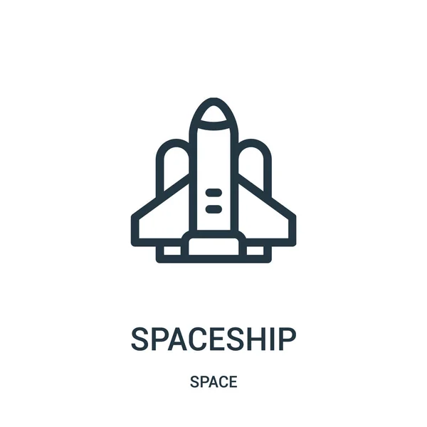 Vector icono nave espacial de la colección espacial. Línea delgada nave espacial esquema icono vector ilustración . — Vector de stock