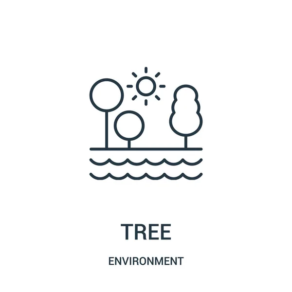 Arbre icône vecteur de la collection environnement. Illustration vectorielle d'icône de contour d'arbre de ligne mince . — Image vectorielle