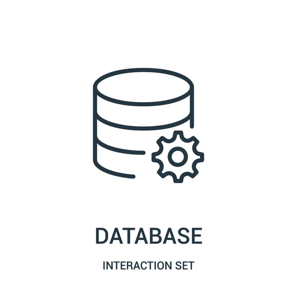 Database icon vector from interaction set collection. Illustration vectorielle d'icône de contour de base de données . — Image vectorielle