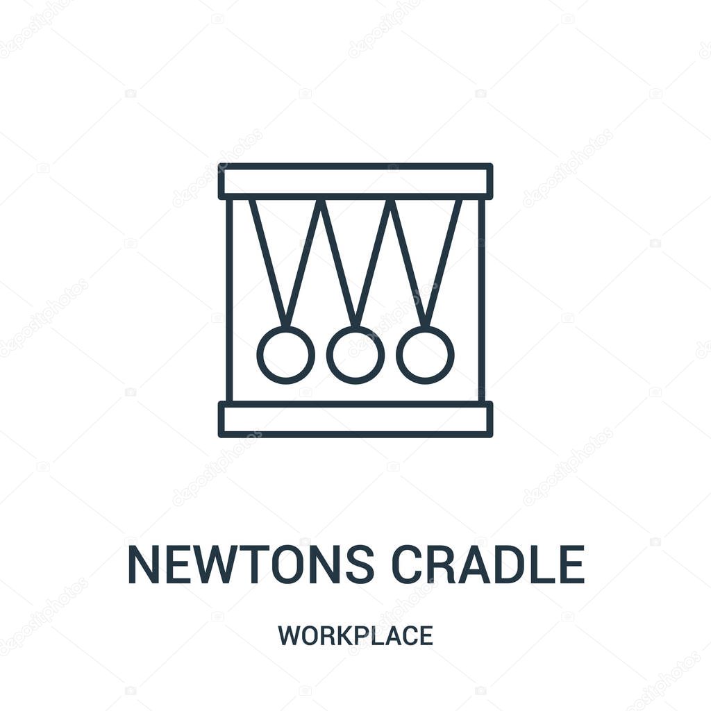 Newtons cradle icon vector from workplace collection. Thin line newtons cradle outline icon vector illustration. Linear symbol for use on web and mobile apps, logo, print media.