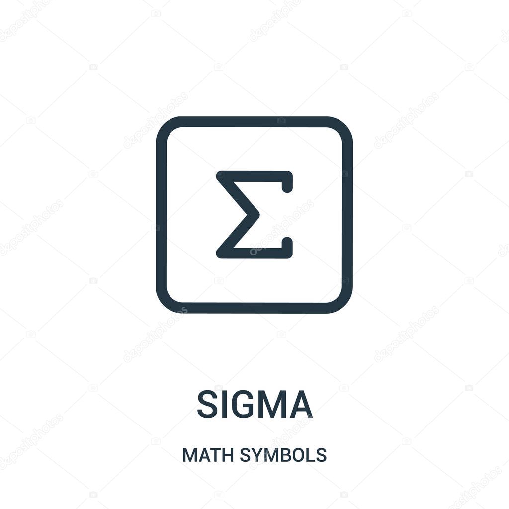 Sigma icon vector from math symbols collection. Thin line sigma outline icon vector illustration. Linear symbol for use on web and mobile apps, logo, print media.