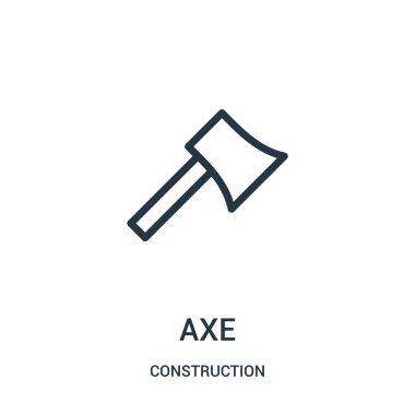 balta simge vektör inşaat koleksiyonundan. İnce çizgi balta anahat simgesini vektör çizim.