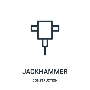 Jackhammer simge vektör inşaat koleksiyonundan. İnce çizgi jackhammer anahat simgesini vektör çizim.