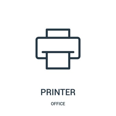 Yazıcı simgesi vektör office koleksiyonundan. İnce satır yazıcı anahat simgesini vektör çizim.