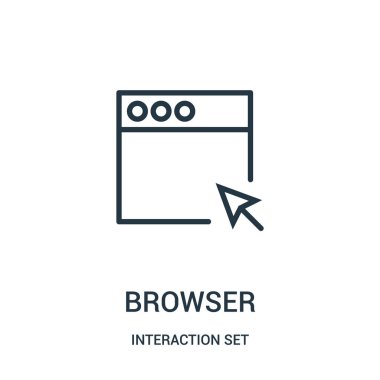 tarayıcı simge vektör üzerinden etkileşim koleksiyon küme. İnce çizgi tarayıcı anahat simgesini vektör çizim.