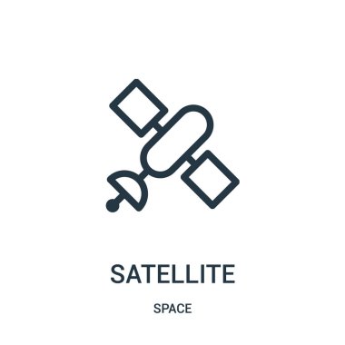 uydu simge vektör alanı koleksiyonundan. İnce çizgi uydu anahat simgesini vektör çizim.