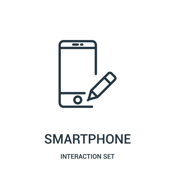 Вектор значков смартфона из коллекции наборов взаимодействий. Тонкая линия изображения иконки смартфона . — стоковый вектор