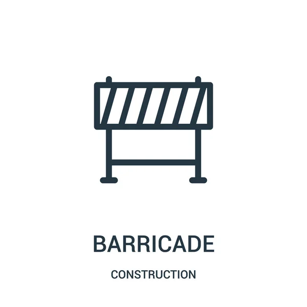 Vettore icona barricata dalla collezione di costruzione. Illustrazione vettoriale icona contorno barricata sottile . — Vettoriale Stock