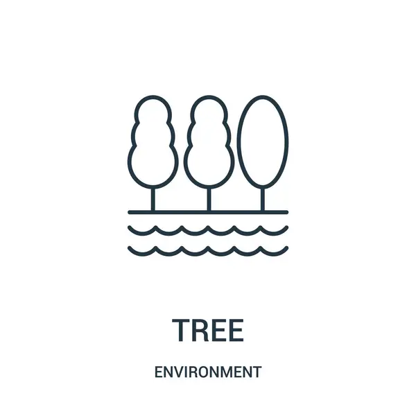 Árbol icono vector de la colección de entorno. Árbol de línea delgada icono icono ilustración . — Vector de stock