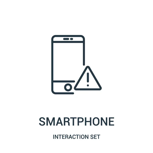 Vecteur d'icône smartphone de la collection d'ensembles d'interaction. Illustration vectorielle d'icône de contour de smartphone à ligne mince . — Image vectorielle