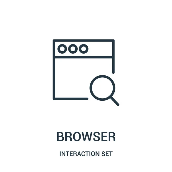 Vector icono del navegador de la colección conjunto interacción. Línea delgada del navegador esquema icono vector ilustración . — Vector de stock