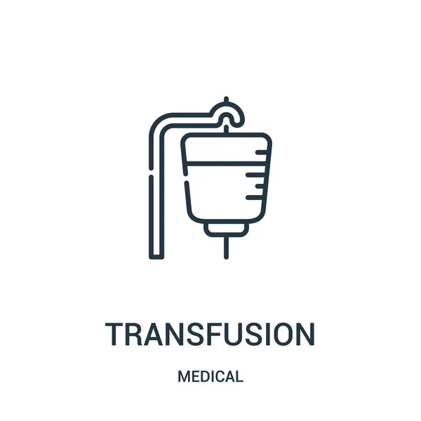Transfusión vector icono de la colección médica. Línea delgada transfusión esquema icono vector ilustración . — Vector de stock