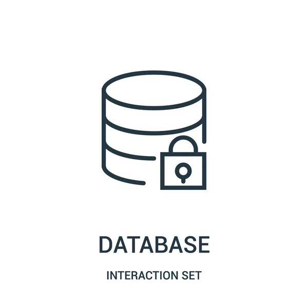 Database icon vector from interaction set collection. Illustration vectorielle d'icône de contour de base de données . — Image vectorielle