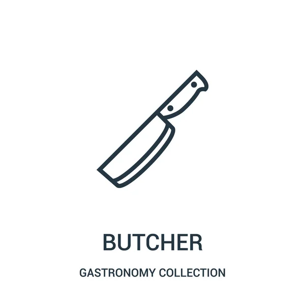 Carnicero vector icono de la colección de gastronomía. Línea delgada carnicero contorno icono vector ilustración . — Vector de stock