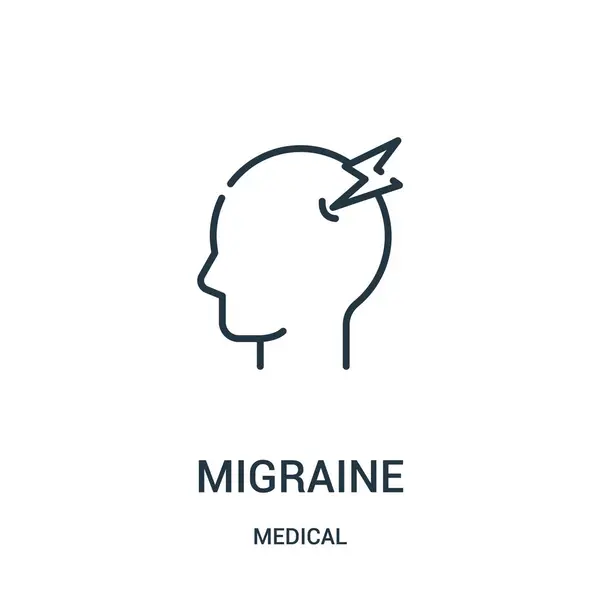 Migraña vector icono de la colección médica. Línea delgada migraña esquema icono vector ilustración . — Vector de stock