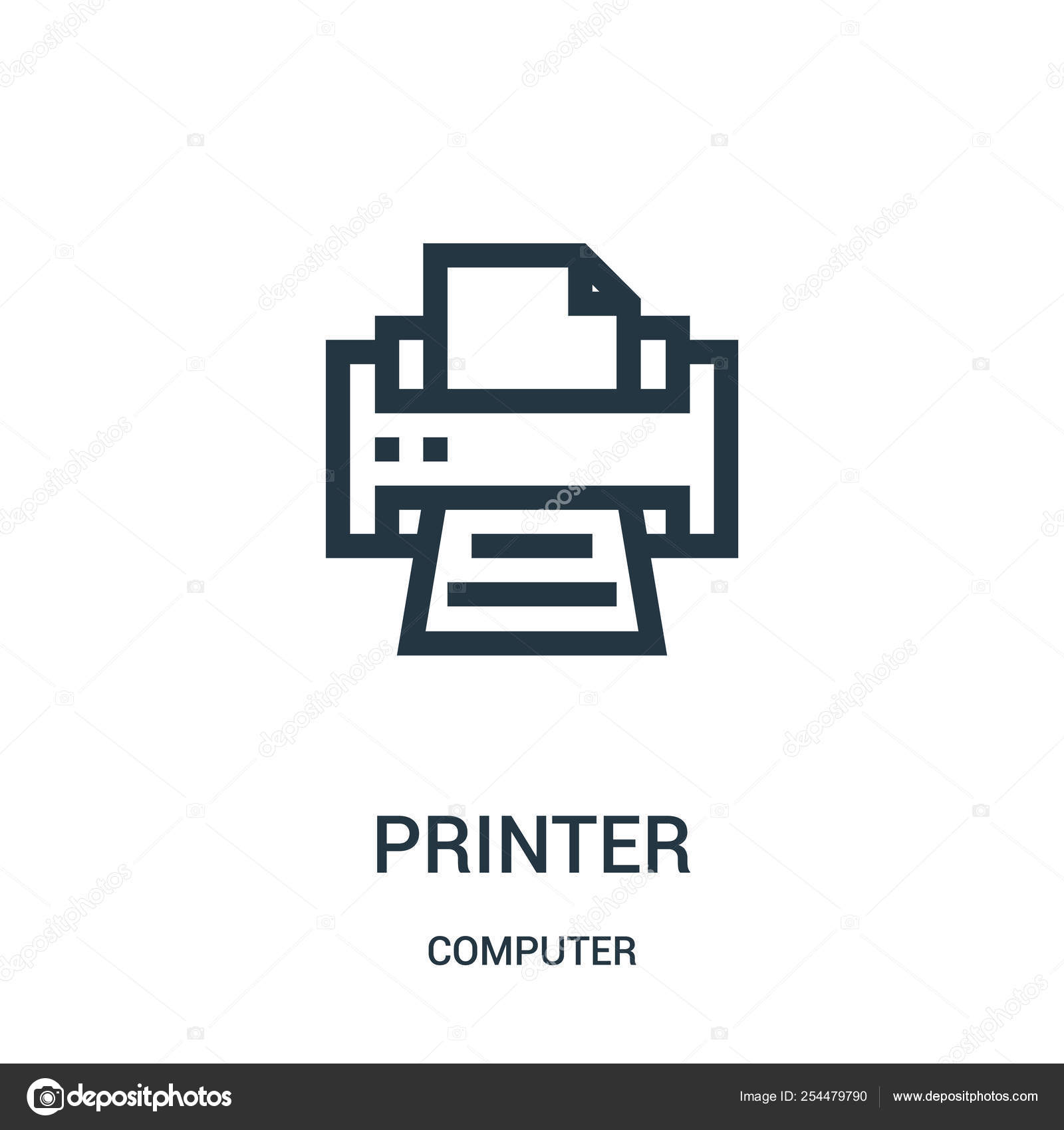 Printer icon vector from computer collection. Thin line printer outline  icon vector illustration. Stock Vector by ©MacroOne 254479790, image size:1600x1700
