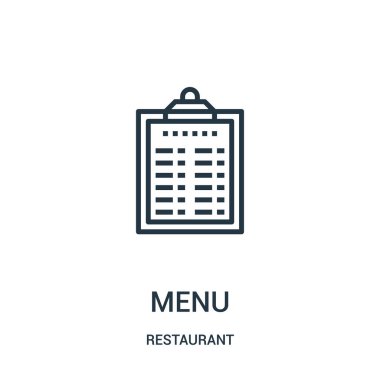 Menü simge vektör Restoran koleksiyonundan. İnce çizgi menü anahat simgesini vektör çizim.