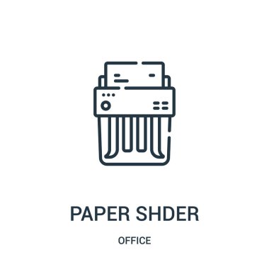 kağıt parçalayıcı simge vektör office koleksiyonundan. İnce çizgi kağıt parçalayıcı anahat simgesini vektör çizim.