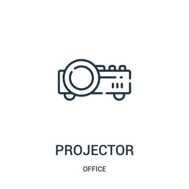 projektör simge vektör office koleksiyonundan. İnce çizgi projektör anahat simgesini vektör çizim.