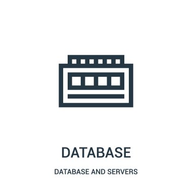veritabanı ve sunucular koleksiyon veritabanı simge vektör. İnce çizgi veritabanı anahat simgesini vektör çizim.