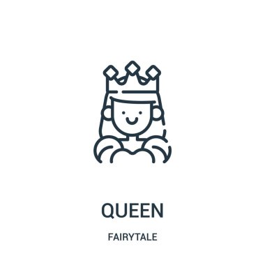 Kraliçe simge vektör fairytale koleksiyonundan. İnce çizgi Kraliçe anahat simgesini vektör çizim.