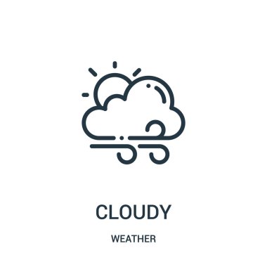 Bulutlu simge vektör hava koleksiyonundan. İnce çizgi bulutlu anahat simgesini vektör çizim.