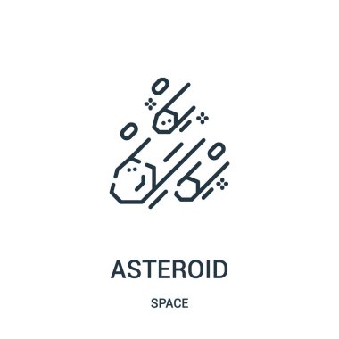 asteroit simge vektör alanı koleksiyonundan. İnce çizgi asteroit anahat simgesini vektör çizim.