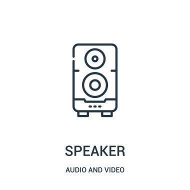 hoparlör simgesi vektör ses ve video Collection. İnce çizgi hoparlör anahat simgesini vektör çizim.
